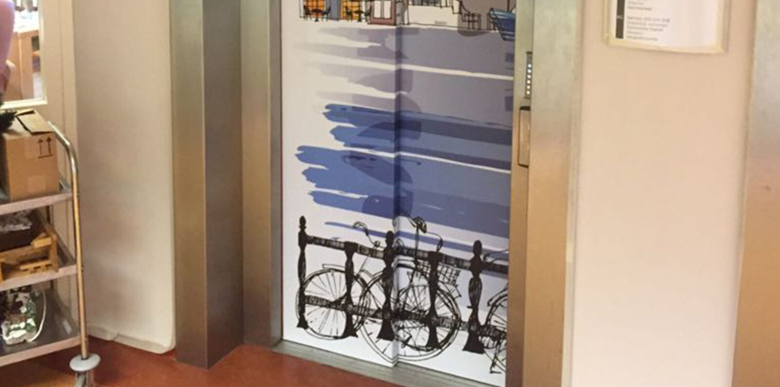 Sticker Lift Gracht Getekend Gebouw Bedrijfspand